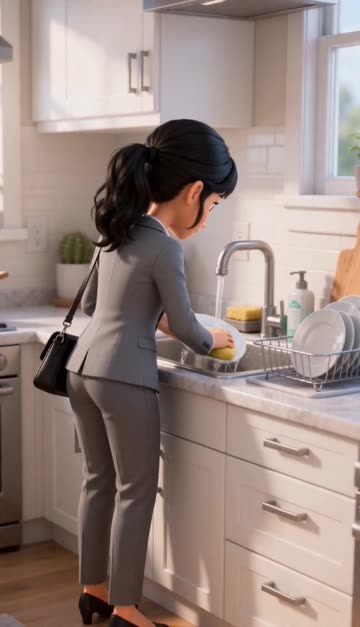A short video of dishes being washed